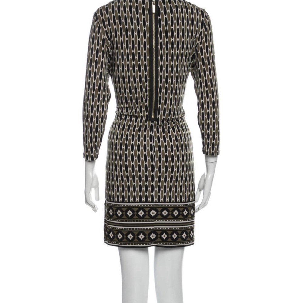 Michael Kors Elegant Black, olive green and taupe Patterned Dress size 4P - Picture 3 of 12